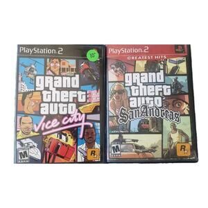 PS2 Grand Theft Auto Vice City With Map Sony Very Good + GTA San Andreas‎